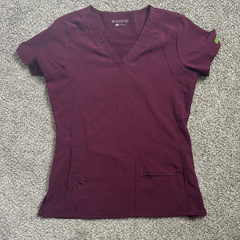 Med Couture Women's Burgundy Scrub Set